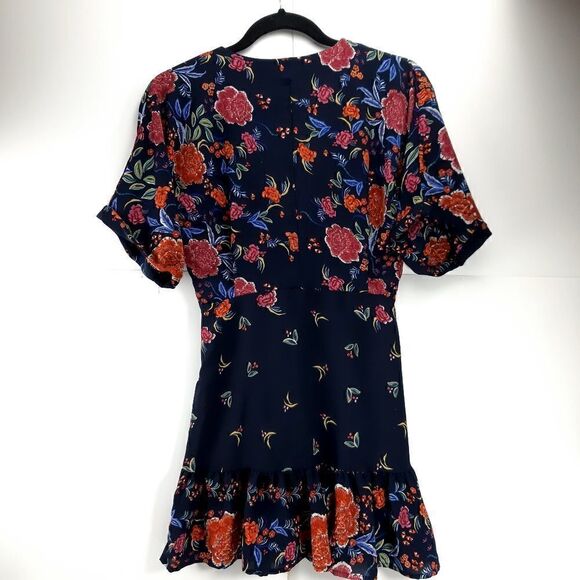 Selfie Leslie women's Blue Floral Print V-Neck Mini faux Wrap Dress Size S - Picture 8 of 10